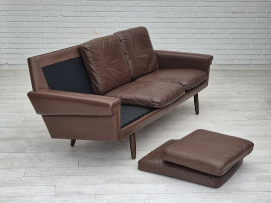 Danish 3-Seater Sofa in Brown Leather, 1970s-TMW-2028162