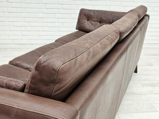 Danish 3-Seater Sofa in Brown Leather, 1970s-TMW-1735577