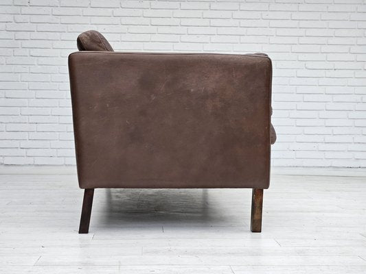 Danish 3-Seater Sofa in Brown Leather, 1970s-TMW-1735577