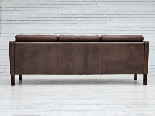 Danish 3-Seater Sofa in Brown Leather, 1970s-TMW-1735577