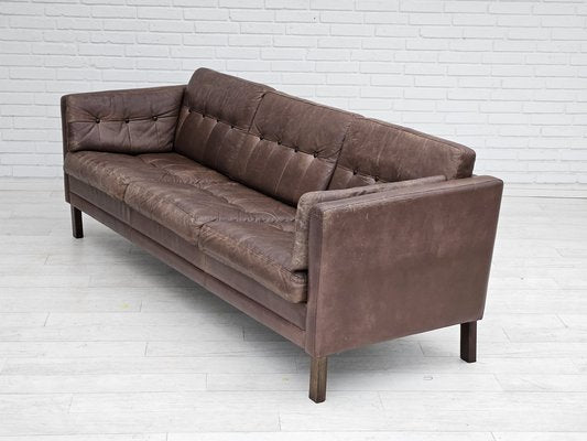 Danish 3-Seater Sofa in Brown Leather, 1970s-TMW-1735577