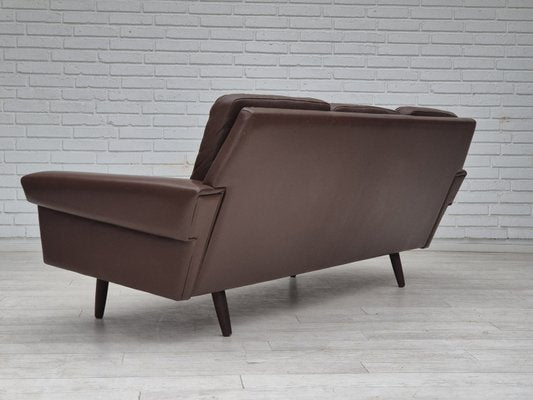 Danish 3-Seater Sofa in Brown Leather, 1970s-TMW-2028162