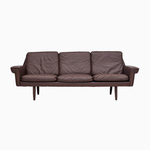 Danish 3-Seater Sofa in Brown Leather, 1970s-TMW-2028162