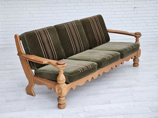 Danish 3-Seater Sofa in Velour and Oak, 1970s-TMW-1783610