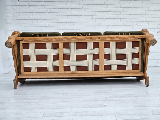 Danish 3-Seater Sofa in Velour and Oak, 1970s-TMW-1783610