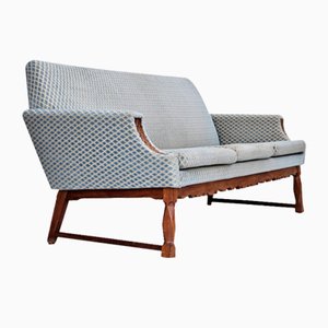 Danish 3-Seater Sofa in Velour & Oak, 1970s-TMW-1796071