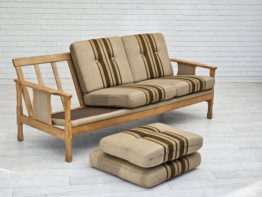 Danish 3-Seater Sofa in Wool & Oak, 1970s-TMW-1749661