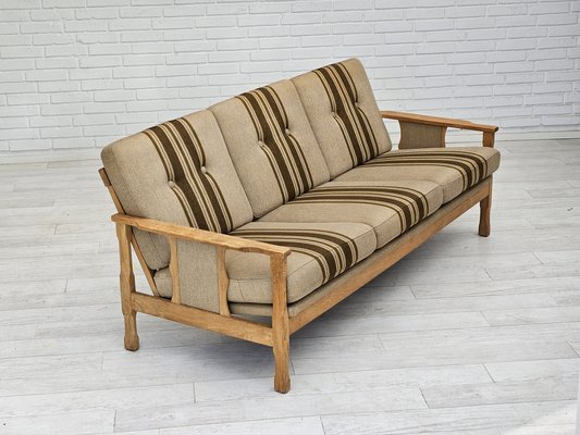 Danish 3-Seater Sofa in Wool & Oak, 1970s-TMW-1749661