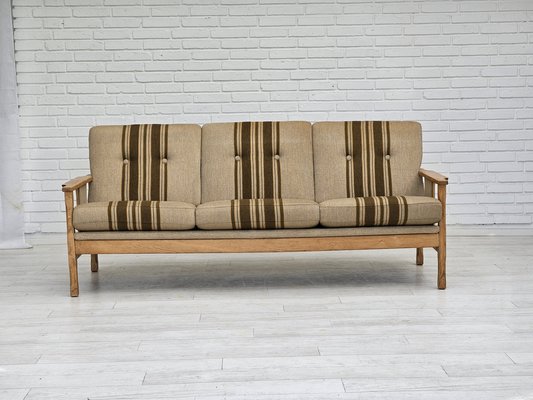 Danish 3-Seater Sofa in Wool & Oak, 1970s-TMW-1749661