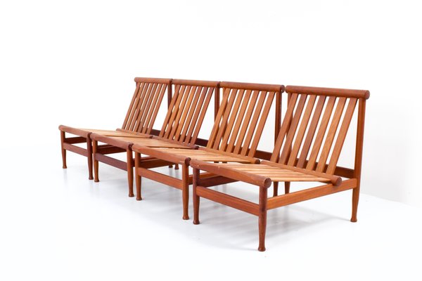 Danish 501 Lounge Chairs in Teak by Kai Lyngfeld Larsen from Søborg Møbelfabrik, 1950s, Set of 4-ITV-1299195