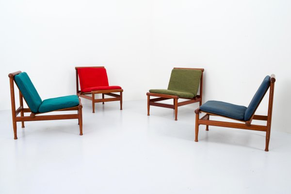 Danish 501 Lounge Chairs in Teak by Kai Lyngfeld Larsen from Søborg Møbelfabrik, 1950s, Set of 4-ITV-1299195