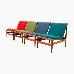 Danish 501 Lounge Chairs in Teak by Kai Lyngfeld Larsen from Søborg Møbelfabrik, 1950s, Set of 4-ITV-1299195