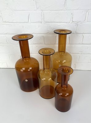 Danish Amber Floor Vases by Otto Brauer for Holmegaard, 1950s, Set of 4-ZM-1796356