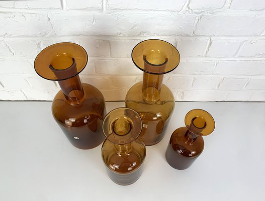 Danish Amber Floor Vases by Otto Brauer for Holmegaard, 1950s, Set of 4-ZM-1796356