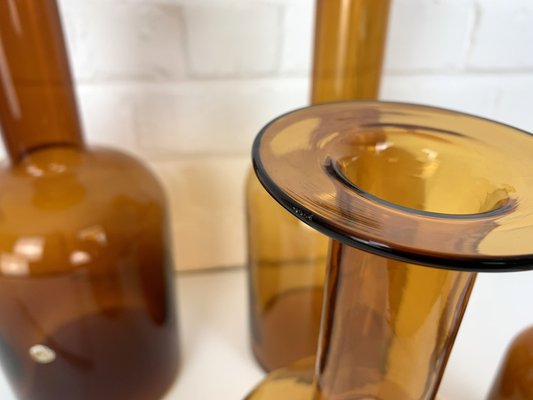 Danish Amber Floor Vases by Otto Brauer for Holmegaard, 1950s, Set of 4-ZM-1796356