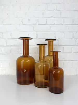 Danish Amber Floor Vases by Otto Brauer for Holmegaard, 1950s, Set of 4-ZM-1796356