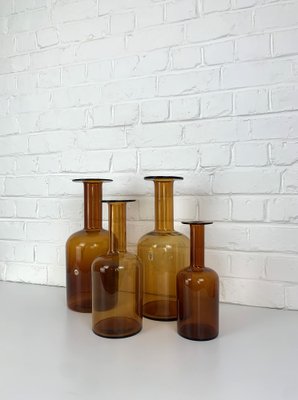 Danish Amber Floor Vases by Otto Brauer for Holmegaard, 1950s, Set of 4-ZM-1796356