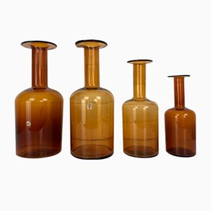 Danish Amber Floor Vases by Otto Brauer for Holmegaard, 1950s, Set of 4-ZM-1796356