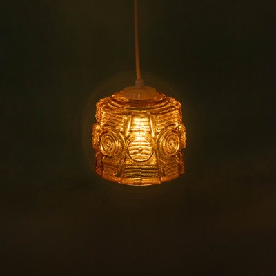 Danish Amber Glass Hanging Lamp from Vitrika, 1960s-HGA-1812863