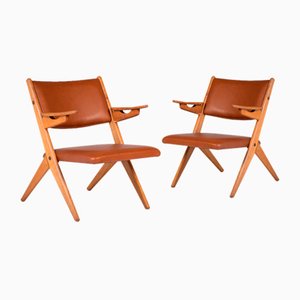 Danish Architectural Armchairs by Arne Hovmand Olsen, 1970s, Set of 2-ZGQ-1734656