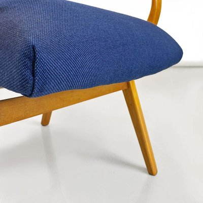 Danish Armchair in Beech & Blue Cotton, 1960s-GDD-1796144