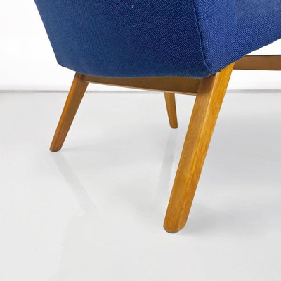 Danish Armchair in Beech & Blue Cotton, 1960s-GDD-1796144