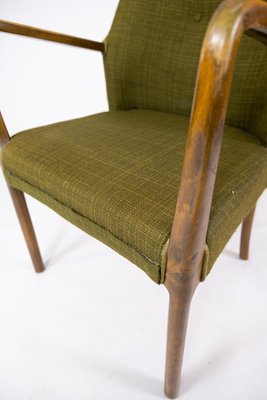 Danish Armchair in Birch and Dark Green Fabric, 1950s-UY-934849