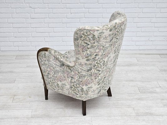 Danish Armchair in Floral Multicolor Fabric, 1960s-TMW-1703579