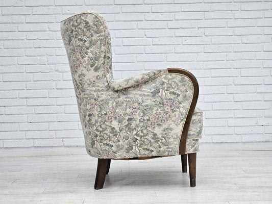 Danish Armchair in Floral Multicolor Fabric, 1960s-TMW-1703579