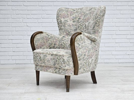 Danish Armchair in Floral Multicolor Fabric, 1960s-TMW-1703579