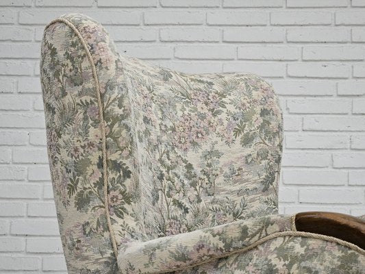 Danish Armchair in Floral Multicolor Fabric, 1960s-TMW-1703579