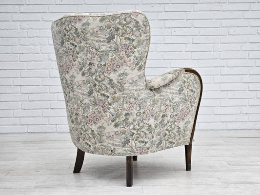 Danish Armchair in Floral Multicolor Fabric, 1960s-TMW-1703579