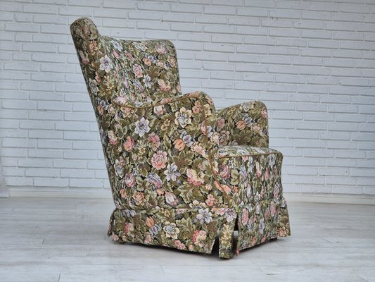 Danish Armchair in Flowers Furniture Fabric., 1970s-TMW-2032492