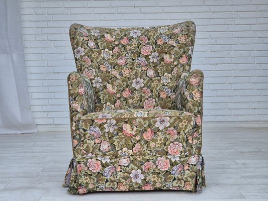 Danish Armchair in Flowers Furniture Fabric., 1970s-TMW-2032492