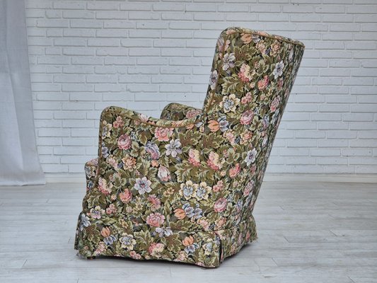 Danish Armchair in Flowers Furniture Fabric., 1970s-TMW-2032492