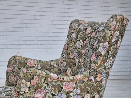 Danish Armchair in Flowers Furniture Fabric., 1970s-TMW-2032492