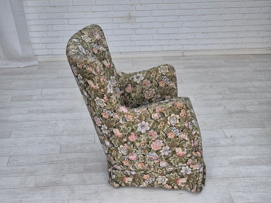 Danish Armchair in Flowers Furniture Fabric., 1970s-TMW-2032492