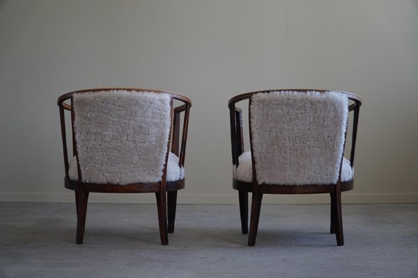 Danish Armchairs in Beech & Lambswool, 1920s, Set of 2-MXF-1703074