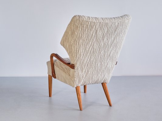 Danish Armchairs in Lelièvre Bouclé, Oak and Teak, 1956, Set of 3-FMT-1778519