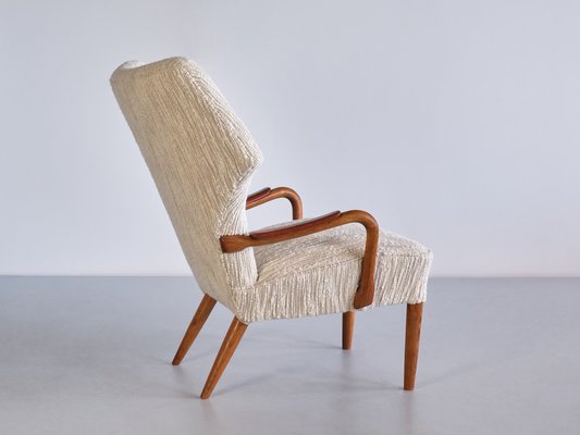 Danish Armchairs in Lelièvre Bouclé, Oak and Teak, 1956, Set of 3-FMT-1778519