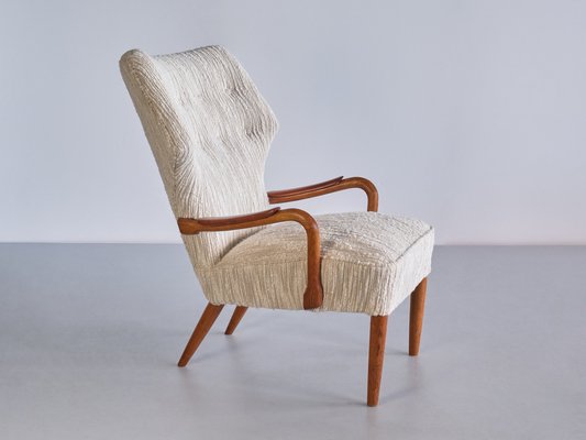 Danish Armchairs in Lelièvre Bouclé, Oak and Teak, 1956, Set of 3-FMT-1778519