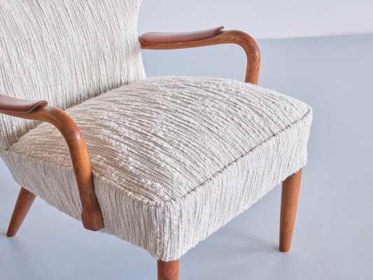 Danish Armchairs in Lelièvre Bouclé, Oak and Teak, 1956, Set of 3-FMT-1778519