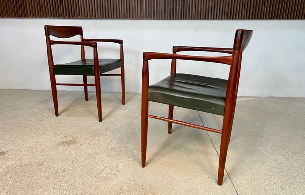 Danish Armchairs in Teak with Leather Seats by H.W. Klein for Bramin, 1960s, Set of 2-JP-1195783