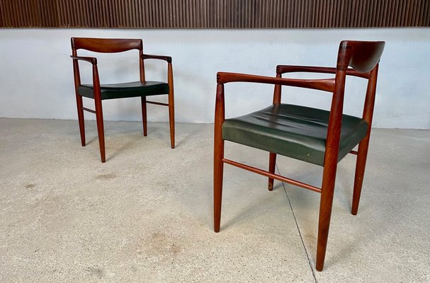 Danish Armchairs in Teak with Leather Seats by H.W. Klein for Bramin, 1960s, Set of 2-JP-1195783