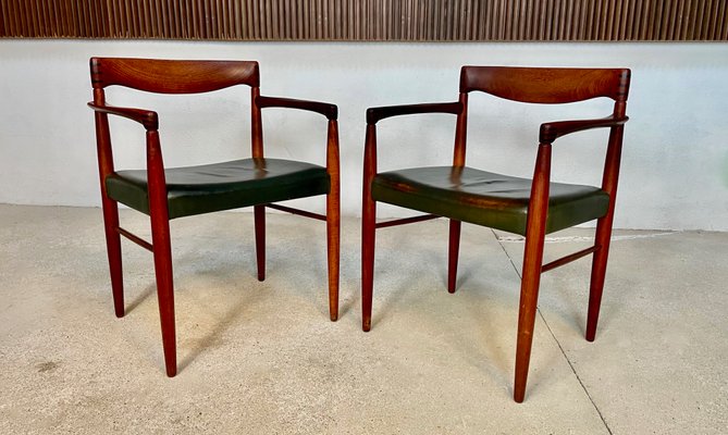 Danish Armchairs in Teak with Leather Seats by H.W. Klein for Bramin, 1960s, Set of 2-JP-1195783