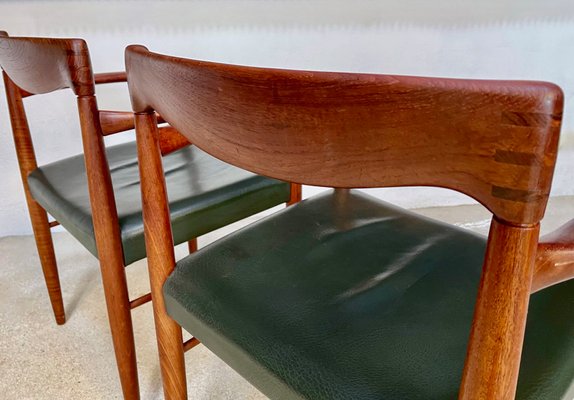 Danish Armchairs in Teak with Leather Seats by H.W. Klein for Bramin, 1960s, Set of 2-JP-1195783