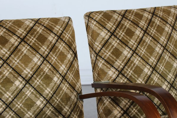 Danish Art Deco Armchairs in Dark Wood and Velour, 1940s, Set of 2-QQ-1703902