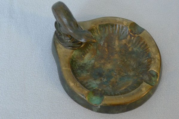 Danish Art Deco Bronze Ashtray with Polar Bear Figurine-VRE-738220