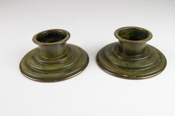 Danish Art Deco Bronze Candleholders by H.F. Bronce, 1930s, Set of 2-WIX-1785685