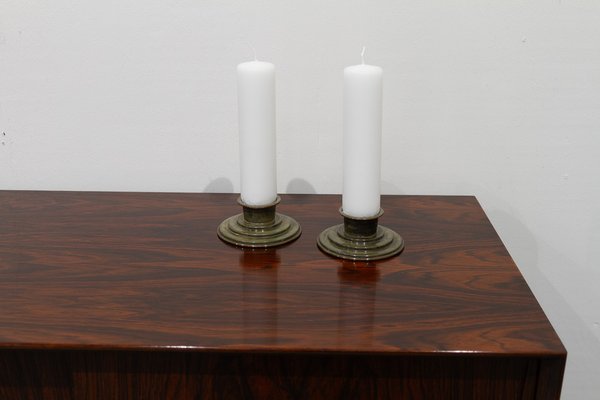 Danish Art Deco Bronze Candleholders by H.F. Bronce, 1930s, Set of 2-WIX-1785685